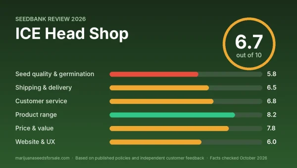 ICE Head Shop review score card: 6.7 out of 10 with category scores