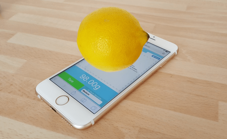 Lemon juice at the top of the cellphones.