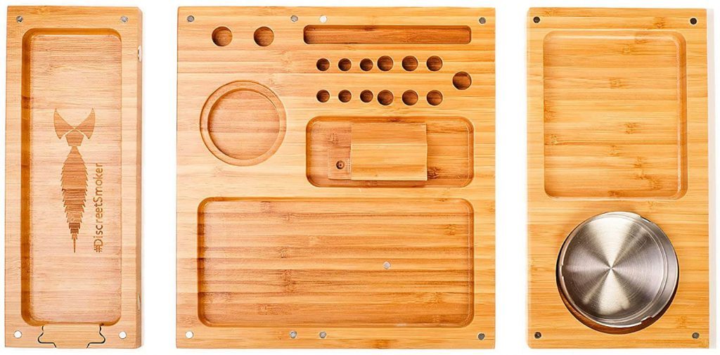 Large Bamboo Rolling Tray with Ashtray