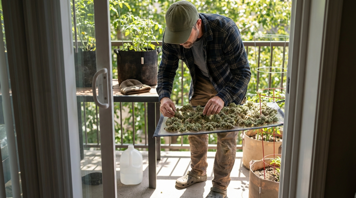 Man arranging dense <a href=