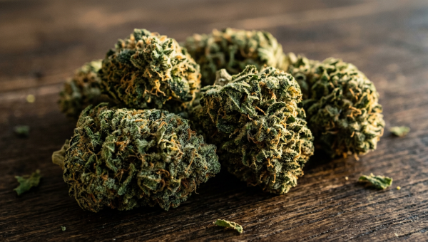 AK-47 cannabis buds macro close-up