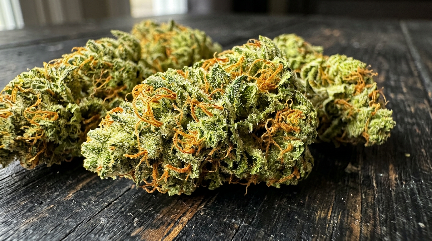 Amnesia Haze cannabis buds macro close-up