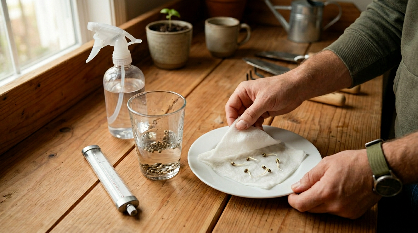 Barneys Farm cannabis seed germination setup