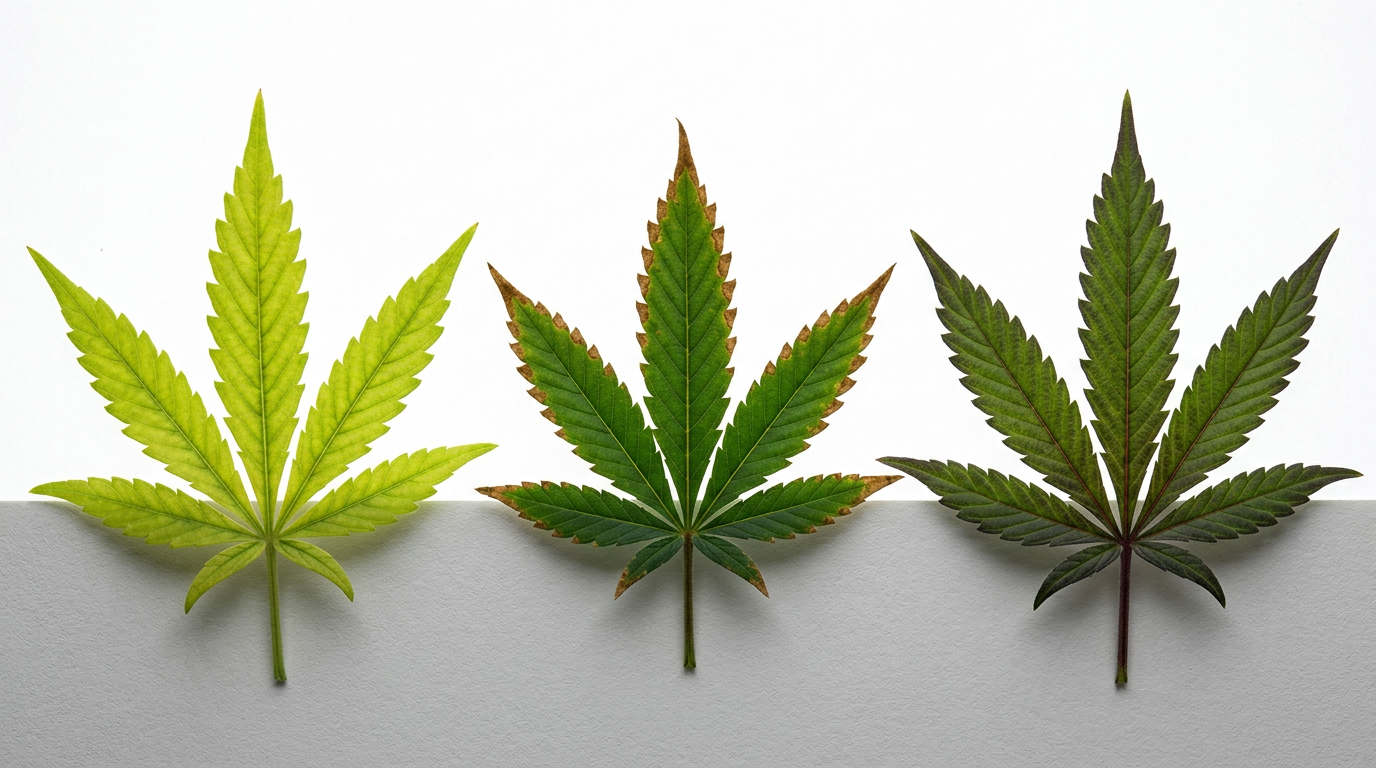 Cannabis plant nutrient deficiency and toxicity symptoms comparison guide for home grower troubleshooting