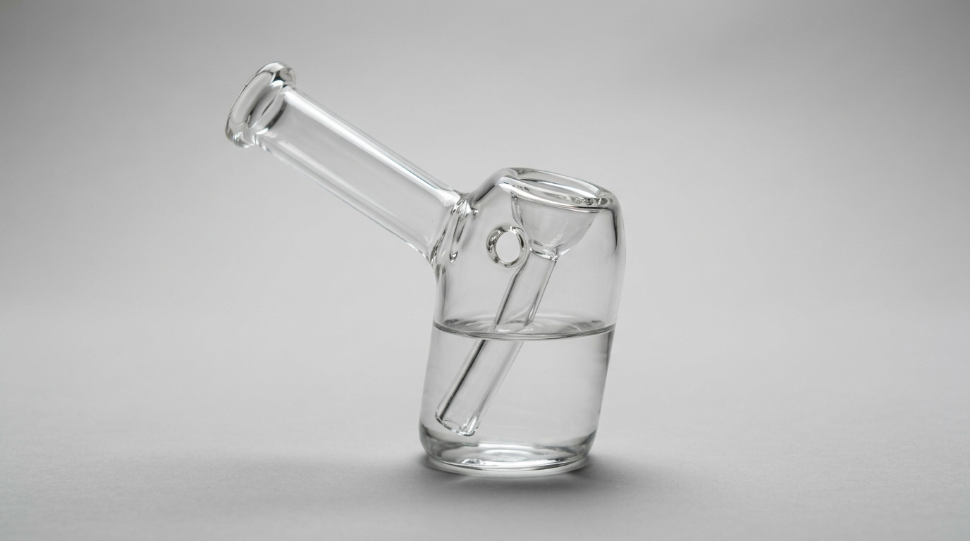 Handheld glass bubbler water pipe for portable smooth cannabis consumption with water filtration