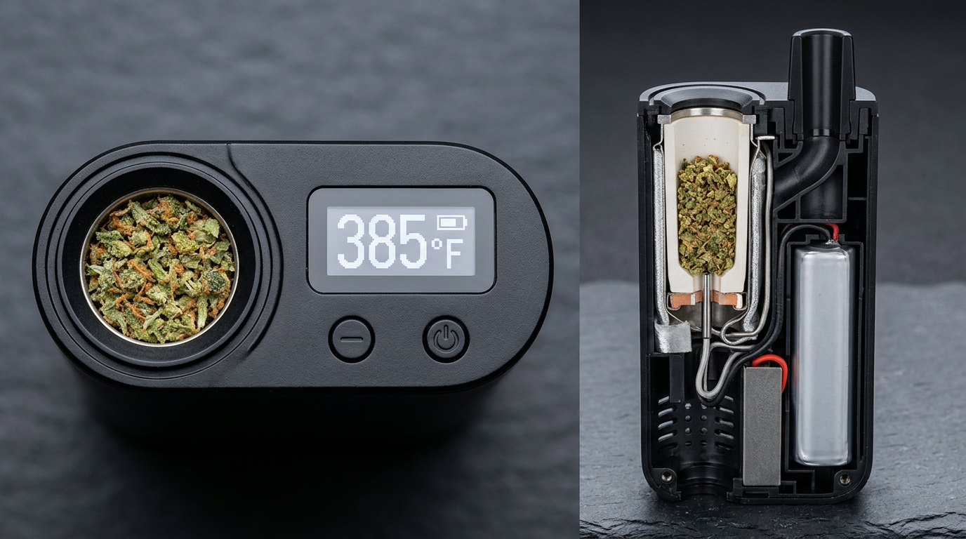 Temperature-controlled dry herb vaporizer with precision cannabinoid extraction settings for flavor-forward cannabis consumption