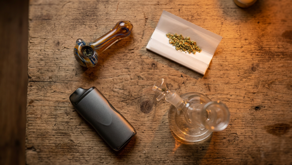 Cannabis consumption methods including pipe, papers, bong, and vaporizer