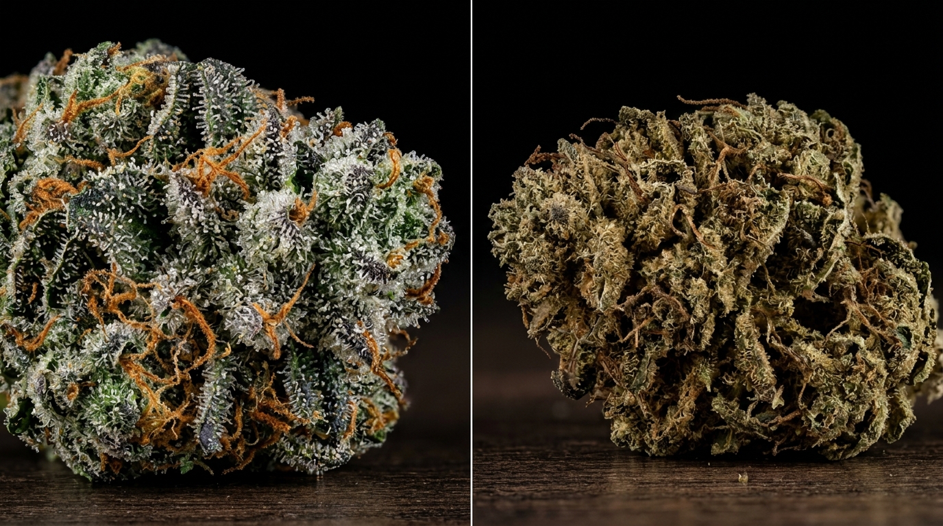 Comparison of dank high quality cannabis versus boof low quality weed