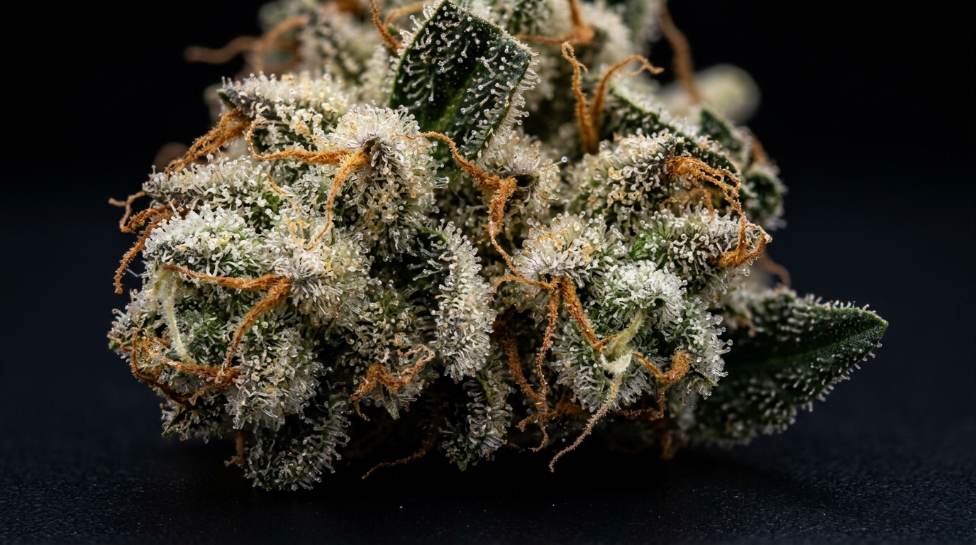 Dank cannabis buds with heavy trichome coverage showing what dank weed looks like