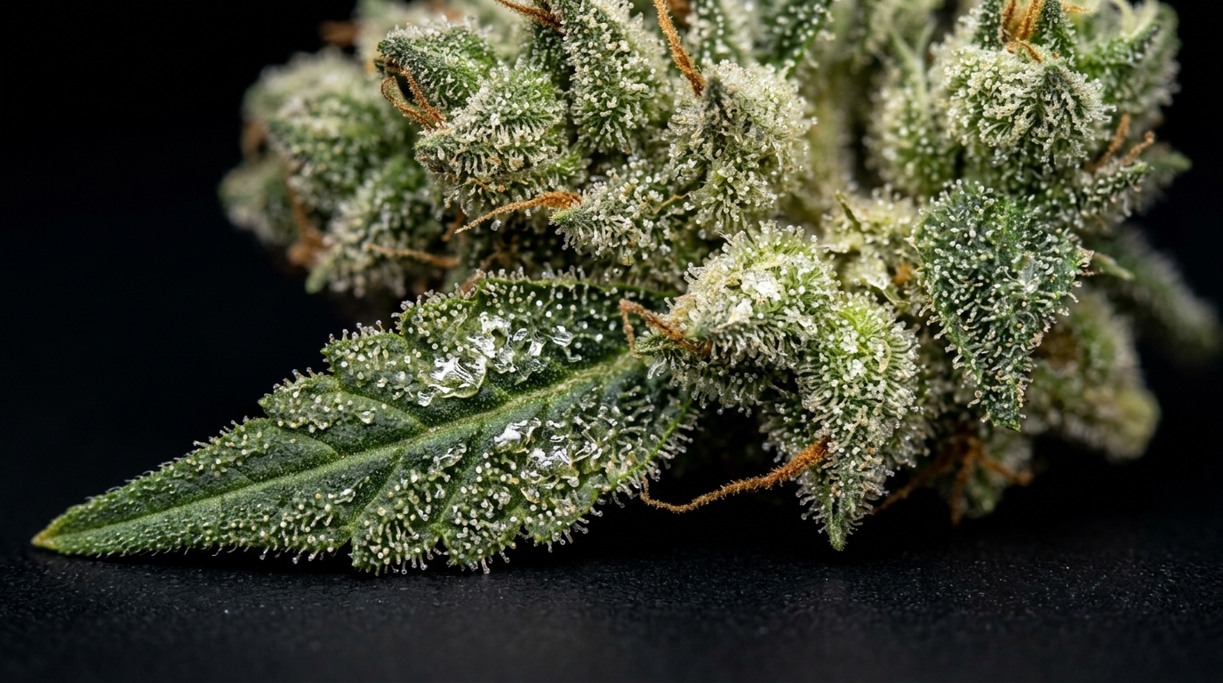 sprayed weed showing unnatural coating on cannabis flower