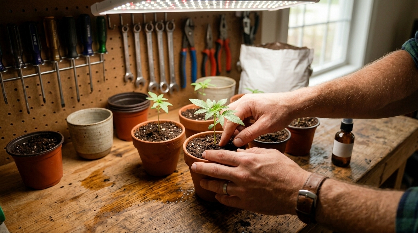 Grow Barato cannabis seedlings growing