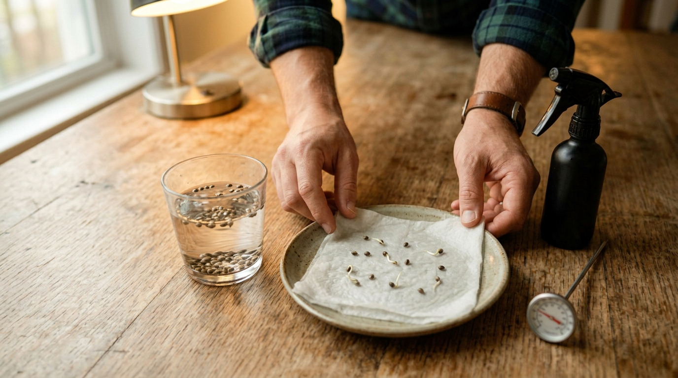 ILGM cannabis seed germination setup