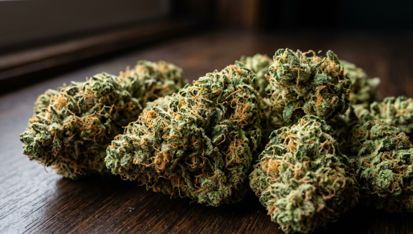 Lemon Cherry Gelato cannabis buds macro close-up