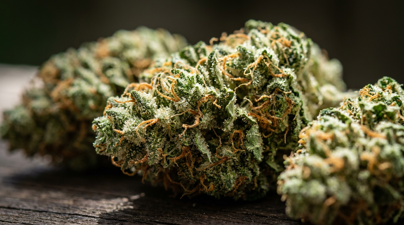 OG Kush cannabis buds macro close-up