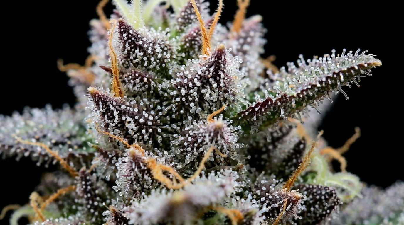 Close-up of a cannabis plant flower showing trichomes, illustrating the difference between cannabis and marijuana terminology