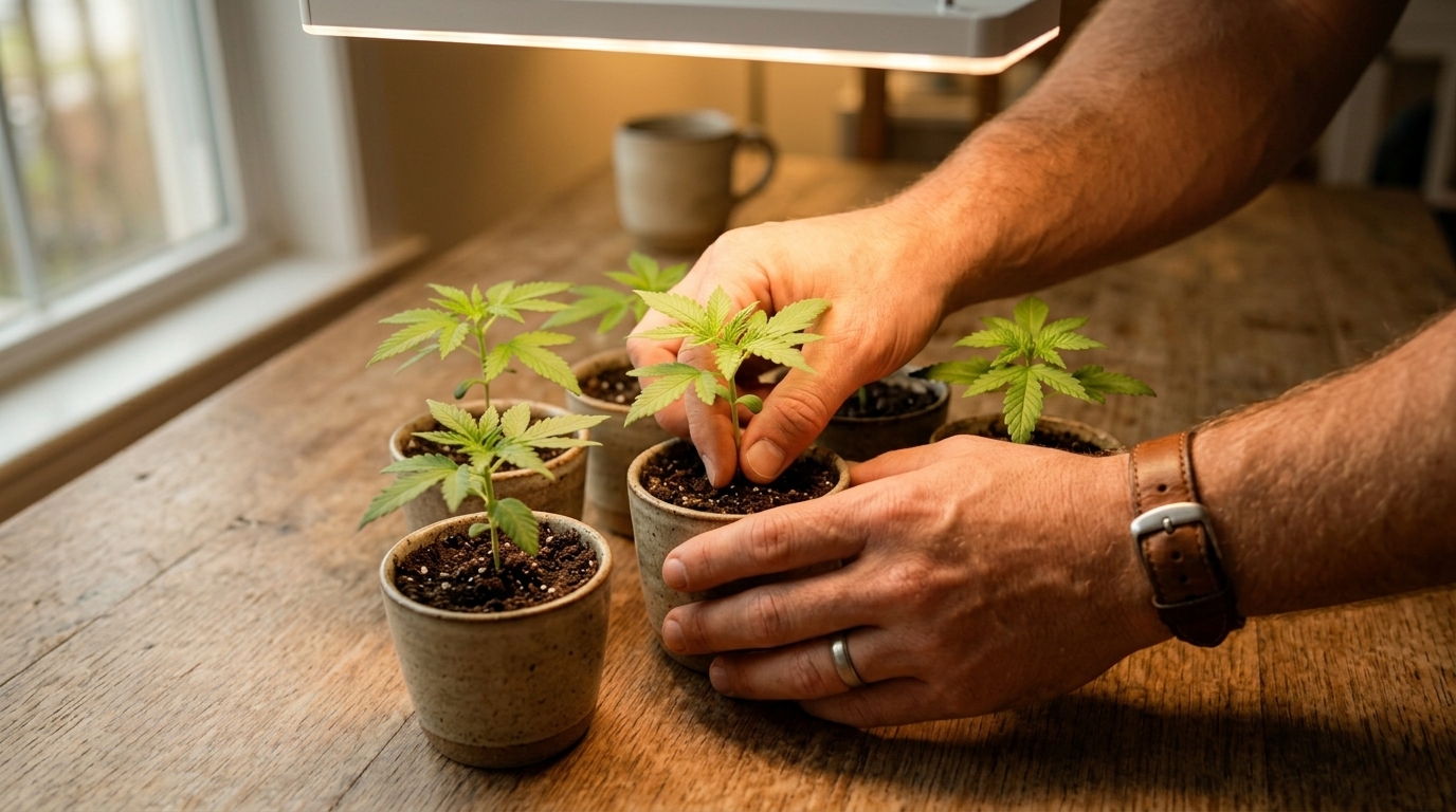 Sensible Seeds cannabis seedlings growing