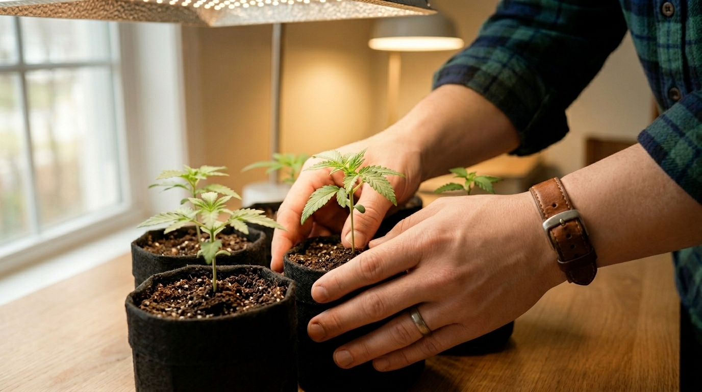 World of Seeds cannabis seedlings growing