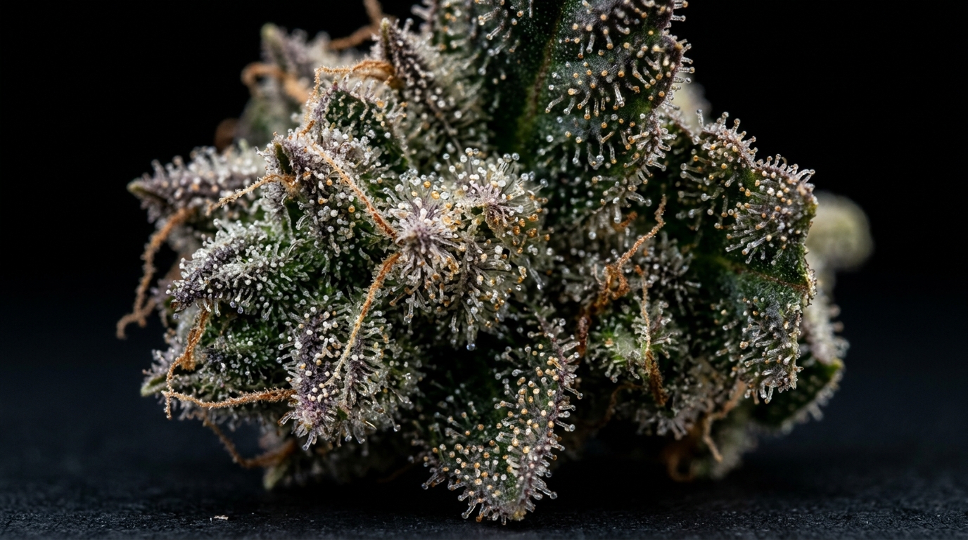 Cannabis trichomes containing cannabinoids and terpenes that contribute to the entourage effect